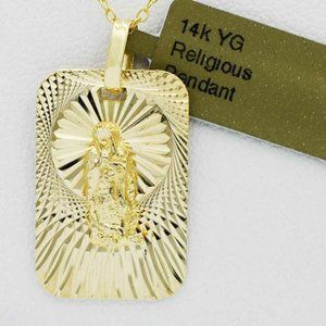 VIRGIN MARY PENDANT 14K YELLOW GOLD
